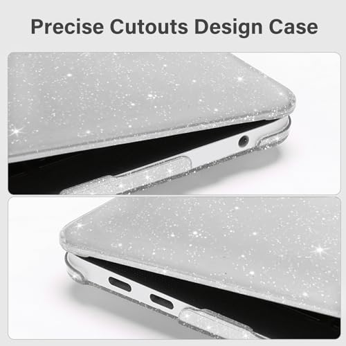 MOSISO Compatible with MacBook Pro 13 inch Case M2 2025, 2024, 2023-2016 A2338 M1 A2251 A2289 A2159 A1989 A1708 A1706, Glitter Sparkly Plastic Hard Shell&Keyboard Cover&Screen Protector, Transparent - Image 4