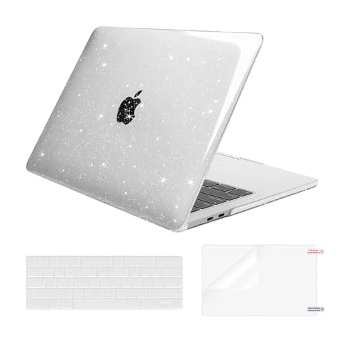 MOSISO Compatible with MacBook Pro 13 inch Case M2 2025, 2024, 2023-2016 A2338 M1 A2251 A2289 A2159 A1989 A1708 A1706, Glitter Sparkly Plastic Hard Shell&Keyboard Cover&Screen Protector, Transparent - Image 1