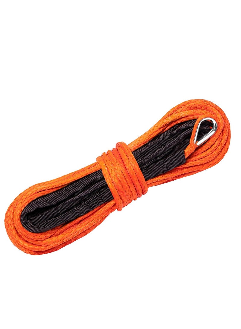 شو وو Synthetic Winch Rope Line Cable 1/4" x 50ft 10000 LBS with Protective Sleeve Fits 4WD Off Road Vehicle for UTV ATV SUV Truck Orange - Image 1