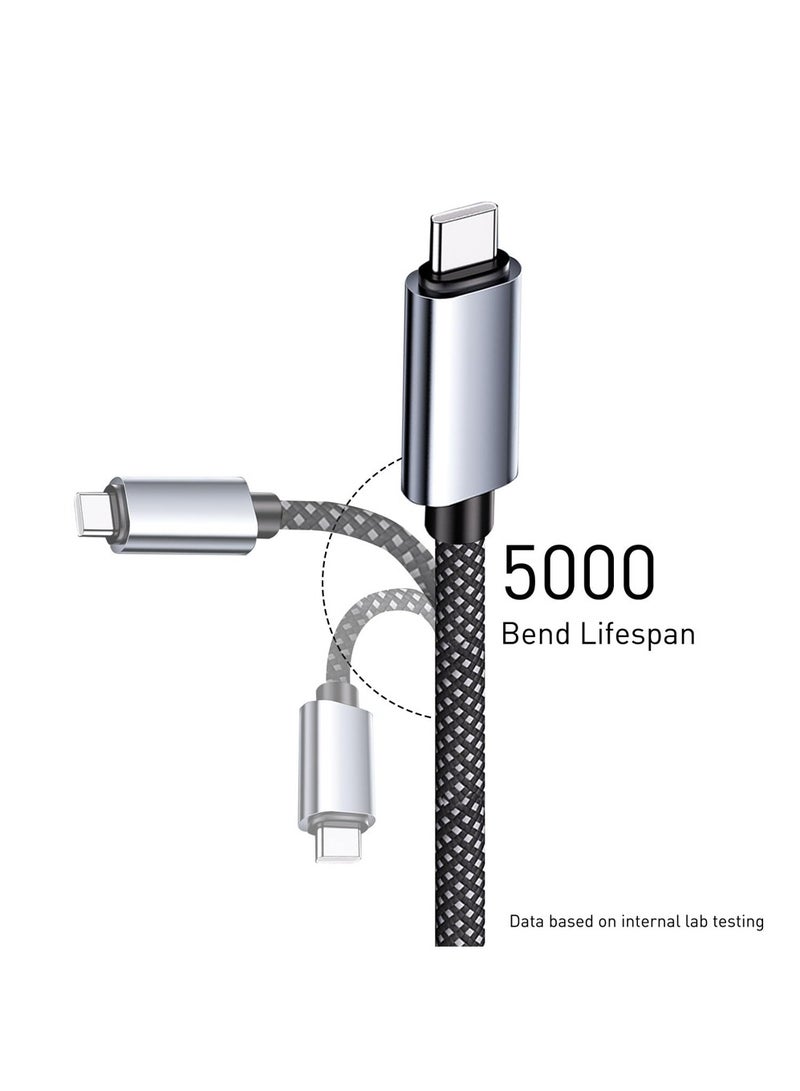 إكس ليفيل كابل USB C إلى USB C بقوة 100 واط، بطول 2 متر، شحن سريع من النايلون المتين مع شاشة LED لأجهزة iPhone 16/15 Pro Max Plus، وMacBook Air وSamsung Galaxy S24، وGalaxy Z - Image 2