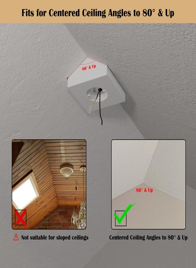 Vapikirv Fan Mounting Box, FB900-1 Ceiling Fan Fixture Mounting Box Supports Fans to 70 LBS and Fixtures up to 200 LBS, Paintable Ceiling Fan Mounting Bracket Fits Cathedral Ceiling Angles of 80° or Up, White - Image 5