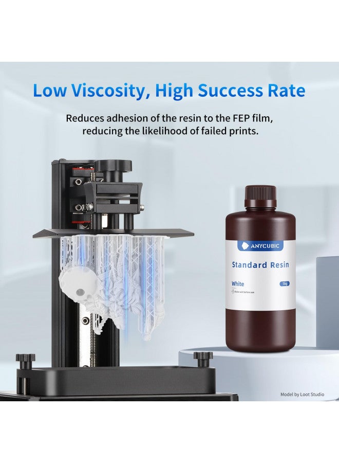 Anycubic ANYCUBIC 3D Printer Resin, 405nm SLA UV-Curing Resin, High Precision & Rapid Photopolymer for LCD/DLP/SLA 3D Printing(White, 1kg)  - Image 1