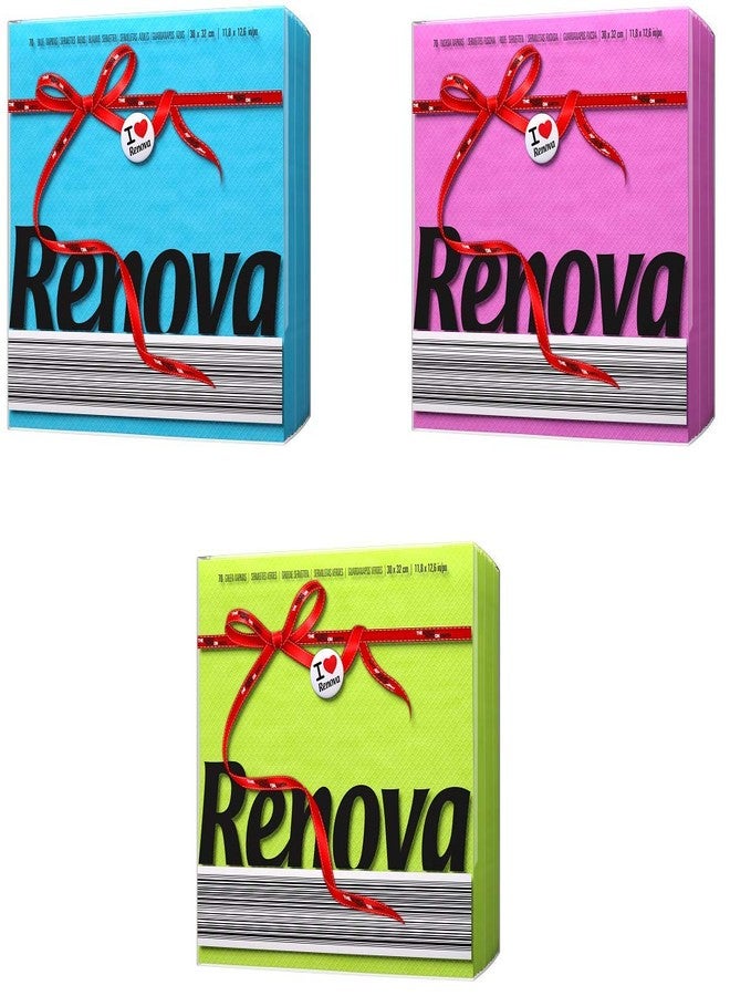 Renova Paper Napkins - Multicolor, Pack of 3 (Blue, Fucshia, Green), Extra Soft and Absorbent Paper, First Time in India