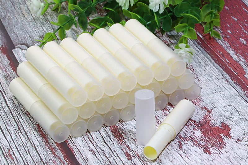 Mini Skater 0.14oz Empty Flavored Lip Balm Container Tubes Plastic Homemade Moisturizing Lip Stick with Caps Bulk Fit for Women Adult DIY Making Supplies, 25 Count (Beige) - Image 4