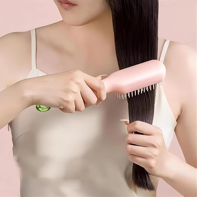 YUQORY Self Cleaning Hair Brush Hairbrushes for Women 1Pcs Easy Clean Hair Brush Massage Comb with Retractable Bristles Onepull Clean Anti Static Hair Brush Hair Styling Tools for All Hair Types Pack2 - Image 5