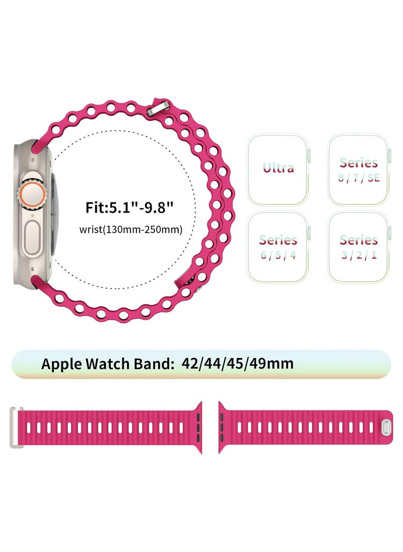 ICARLUS Ocean Band Compatible with Apple Watch Ultra Band 49/45/44/42mm, Soft Silicone Sport Band Replacement Strap for Apple Watch Ultra2/Ultra iWatch Series 9 8 7 SE 6 5 4 3 2 1, 4 Pack  - Image 2