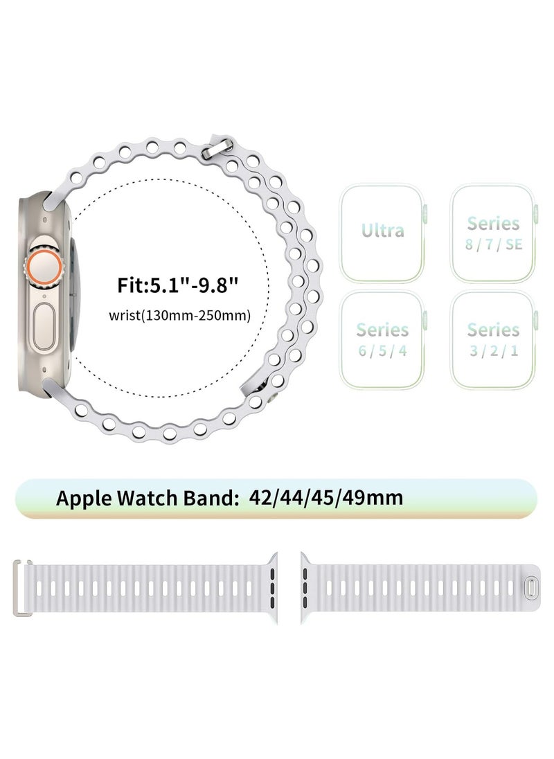 ICARLUS Ocean Band Compatible with Apple Watch Ultra Band 49/45/44/42mm, Soft Silicone Sport Band Replacement Strap for Apple Watch Ultra2/Ultra iWatch Series 9 8 7 SE 6 5 4 3 2 1, 4 Pack  - Image 3