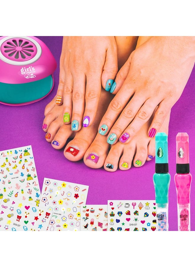Amagoing - Amagoing Nail Art Studio for Girls, Nail Polish Kit for Kids Age 6-12 Year Old, 3 in 1 Nail Polish Pen, Nail Dryer, Fashion Stickers, Glitter, Decoration Supplies, Makeup Gift for Birthday, Girly Spa - Image 1