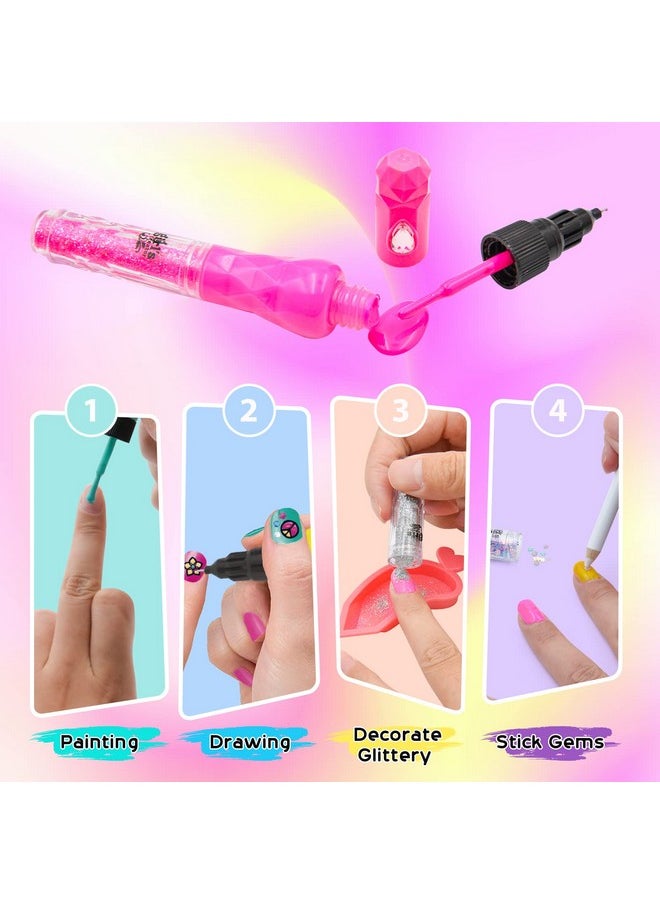 Amagoing - Amagoing Nail Art Studio for Girls, Nail Polish Kit for Kids Age 6-12 Year Old, 3 in 1 Nail Polish Pen, Nail Dryer, Fashion Stickers, Glitter, Decoration Supplies, Makeup Gift for Birthday, Girly Spa - Image 1