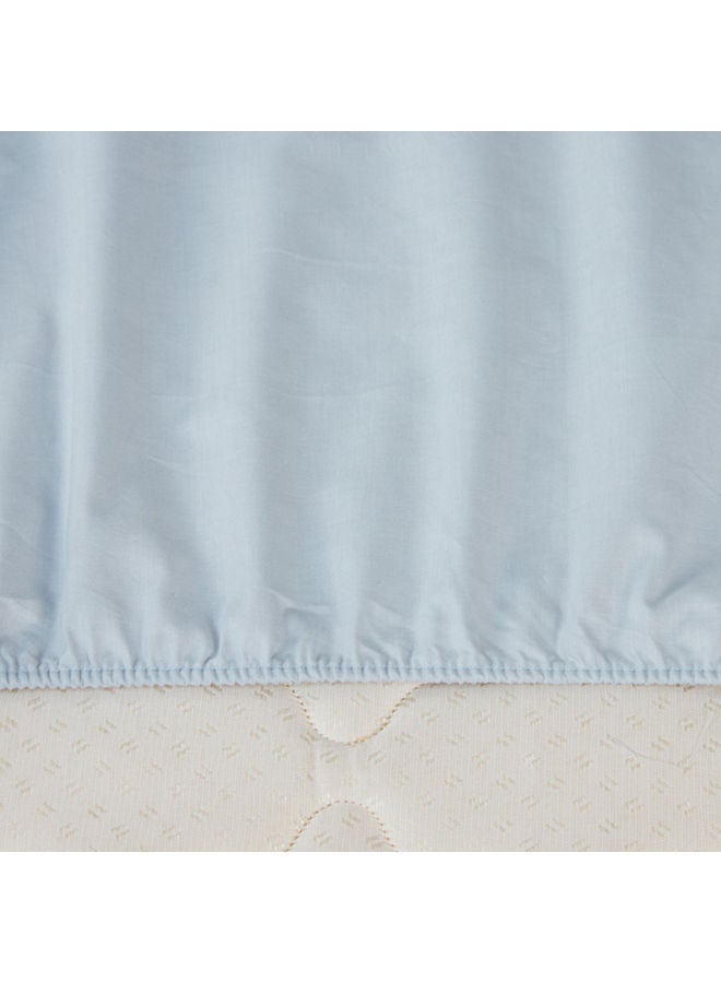 NIBEMINENT Essential 156 Thread Count Long Lasting Luxurious Ultra Soft Light Weight Easy Wash Elastic Edges Wrinkle Less Super King Size Fitted Bed Sheet Cotton Blue 200x200+25cm  - Image 2