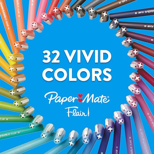 Paper Mate Flair Felt Tip Pens, Medium Point (0.7mm), Blue, 12 Count - Image 2