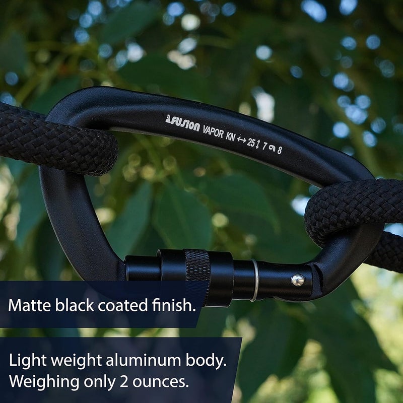FUSION Climb Vapor III Military Tactical Matte Edition Aluminum Straight Gate Key Nose Modified D Carabiner Black, Hunting Carabiner (FP-8122-3ST-BLK) - Image 4