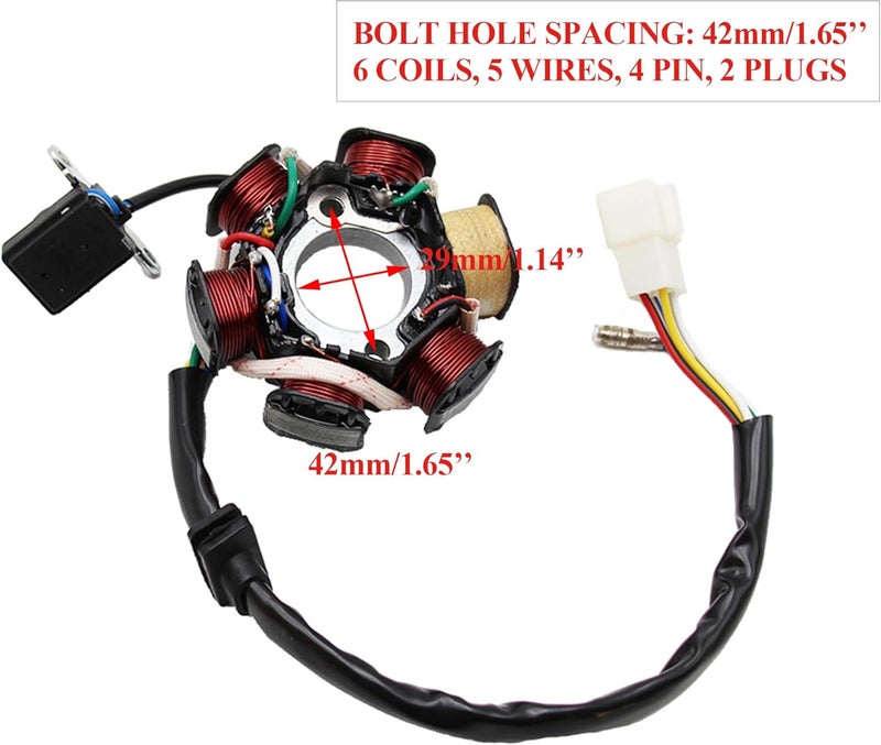 PRO BAT 6 Coils 5 Wires Stator Magneto ATV Magneto Stator Plate for 50cc 70cc 90cc 110cc 125cc Engine Chinese Scooter Dirt Bike Taotao Sunl Roketa - Image 2