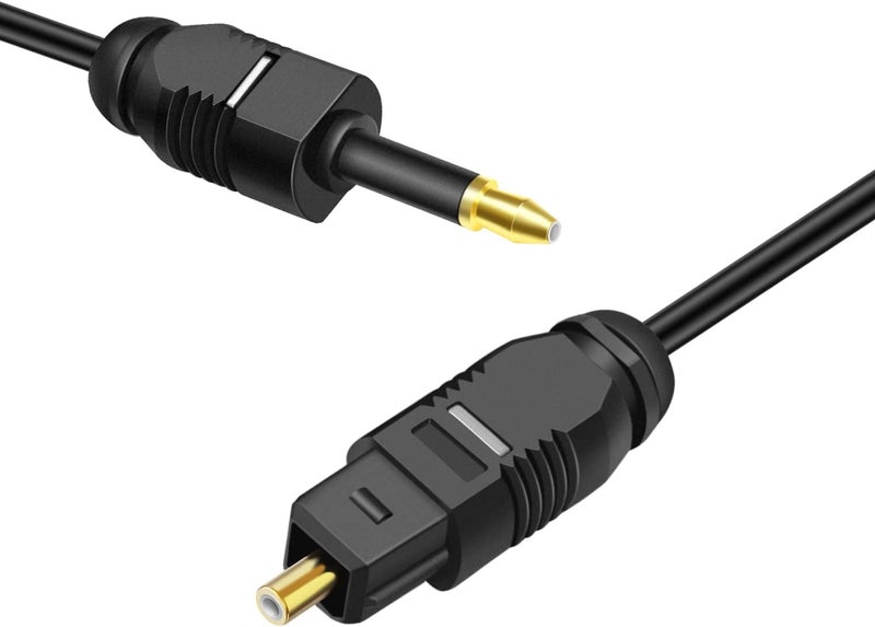 ETZIN Mini Toslink to Toslink Digital Optical Audio Cable - Standard Toslink to Mini Toslink Male Plug Connector Adapter Converter Jack Wire Cord (1M) - Image 1