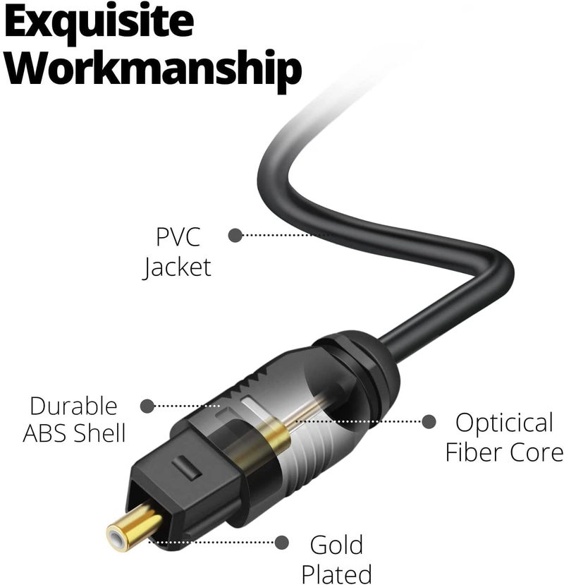ETZIN Mini Toslink to Toslink Digital Optical Audio Cable - Standard Toslink to Mini Toslink Male Plug Connector Adapter Converter Jack Wire Cord (1M) - Image 3