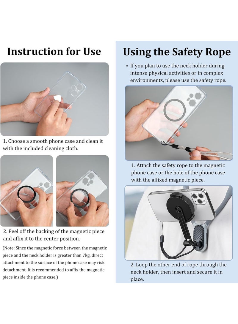 Magnetic Neck Phone Holder for Recording, POV Neck Cell Phone Holder Flexible Hands Free Chest Strap Video Recording Walking Running Motorcycle Bicycle Bike - Image 2