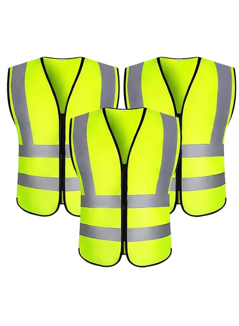 VINTAR Reflective Safety Vest, High Visibility Breathable Day Night Warning Safety Jacket with Zipper and 360° Protection! (XXL) 3PK - Image 1