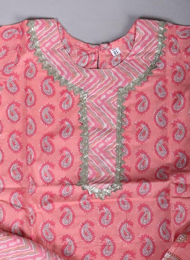 LITTLE DREAMS Kurta with Afgani Pent and Dupatta Set (Pink, 6-7 Years) - Image 5