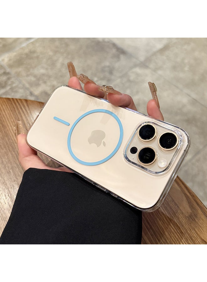 Suitable For Iphone17promax Mobile Phone Case Transparent High-definition Thin Circle Magnetic Suction Apple 16/15 Ultra-thin Pc Anti-fall