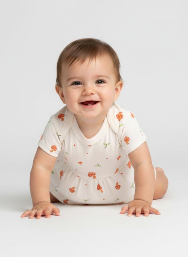 Luna & Lily Baby Girls Mushroom Print Bodysuit - Image 3