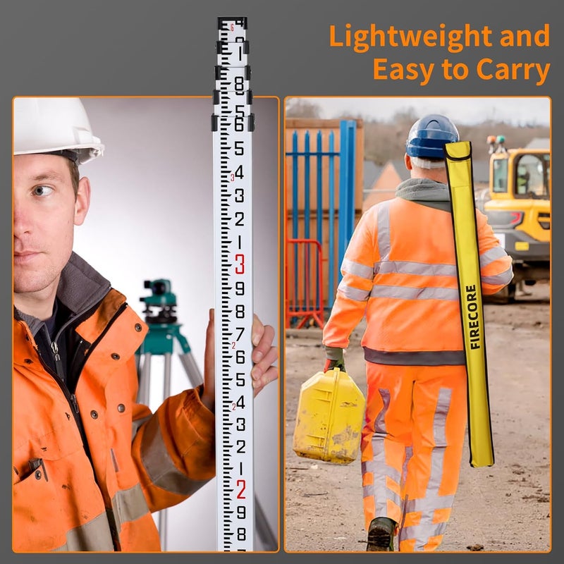 Firecore 16-Foot Aluminum Grade Rod - 10ths, 5 Sections Telescopic with Bubble Level-FLR500B - Image 5