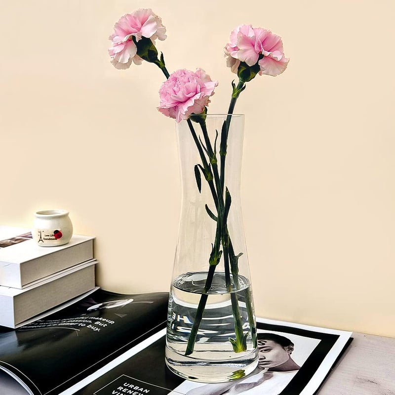 Aoderun Flower Vase for Decor 10" Clear Glass Vase for Centerpieces Large Vases for Flowers Dried Flower Home Decor Living Room Kitchen Office Wedding(Clear) - Image 3