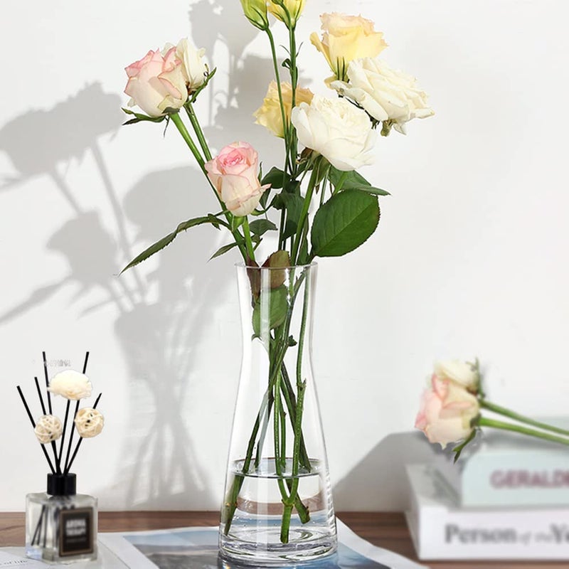 Aoderun Flower Vase for Decor 10" Clear Glass Vase for Centerpieces Large Vases for Flowers Dried Flower Home Decor Living Room Kitchen Office Wedding(Clear) - Image 2