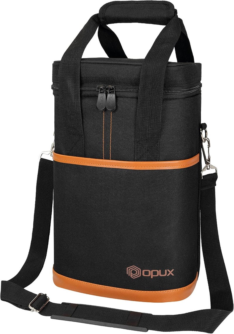 OPUX 4,6 Bottle Wine Bag Tote Carrier | Leakproof Insulated Wine Cooler Bag for Travel, BYOB, Picnic | Padded Portable Wine Bottle Bag for Dinner Party, Christmas Gift for Wine Lovers, Women, Men - Image 1