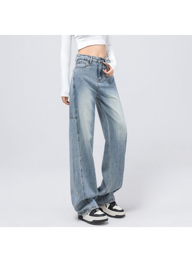 EPTISON Loose Straight Leg Jeans For Women 2025 Summer Versatile Flowy High-waist Wide-leg Pants Slimming And Comfortable - Image 5