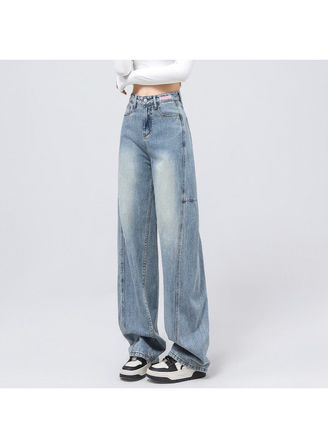 EPTISON Loose Straight Leg Jeans For Women 2025 Summer Versatile Flowy High-waist Wide-leg Pants Slimming And Comfortable - Image 4