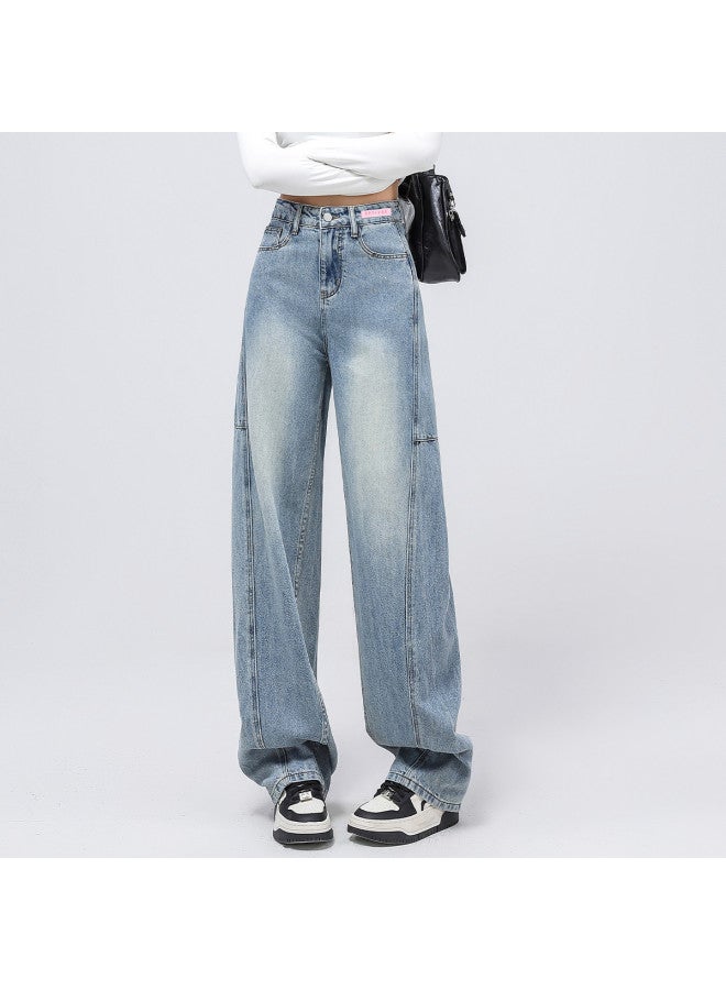 EPTISON Loose Straight Leg Jeans For Women 2025 Summer Versatile Flowy High-waist Wide-leg Pants Slimming And Comfortable - Image 3