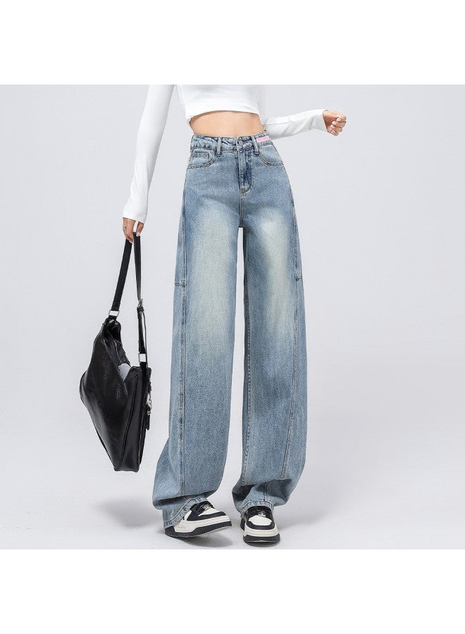 EPTISON Loose Straight Leg Jeans For Women 2025 Summer Versatile Flowy High-waist Wide-leg Pants Slimming And Comfortable - Image 2