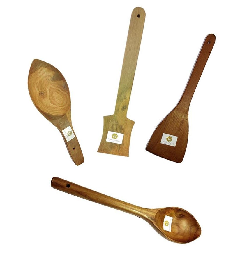 ARMAN SPOONS Royal Teak Wood Cooking and Serving Handmade EcoFriendly Set of 4 Pieces - Image 1
