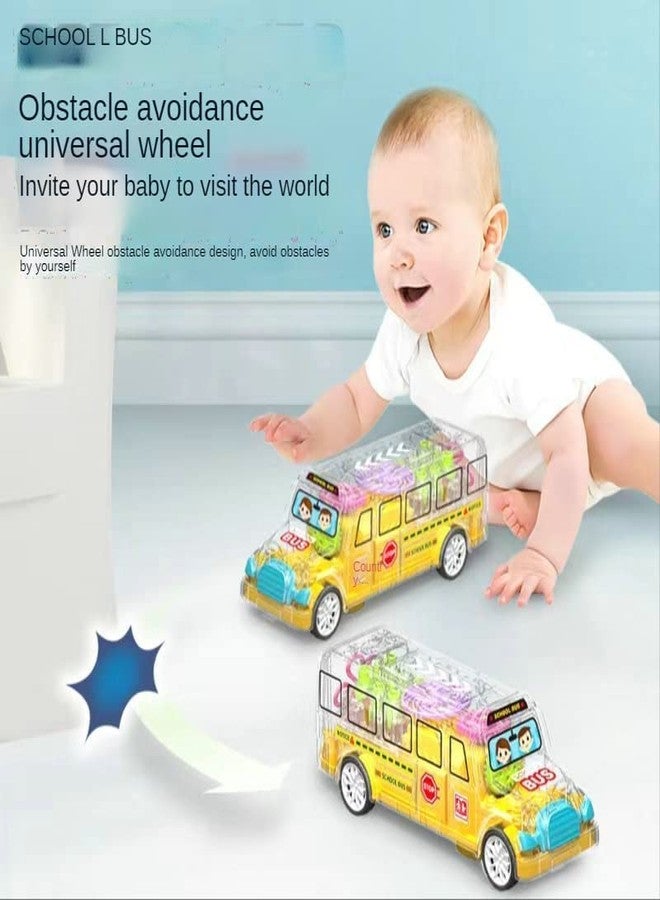 KITIKITTZ 3D Transparent Concept Moving Gears 3D Lightning & Musical School Bus with 360 Degree Rotation for Boys and Girls - Image 3