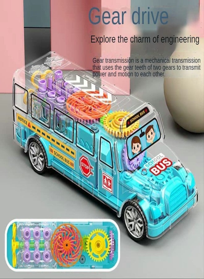 KITIKITTZ 3D Transparent Concept Moving Gears 3D Lightning & Musical School Bus with 360 Degree Rotation for Boys and Girls - Image 5