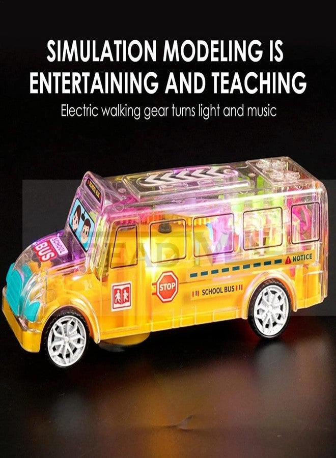 KITIKITTZ 3D Transparent Concept Moving Gears 3D Lightning & Musical School Bus with 360 Degree Rotation for Boys and Girls - Image 4