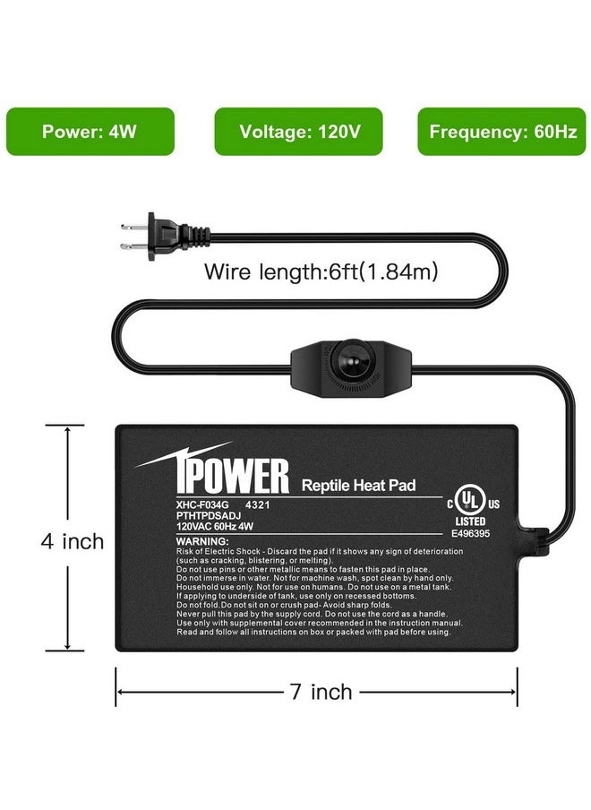 آي باور وسادة تدفئة iPower للزواحف أسفل الحوض 4 واط/8 واط/16 واط/24 واط مع مقبض للتحكم في درجة الحرارة ومقياس حرارة رقمي ومقياس رطوبة للبرمائيات، متعددة الأحجام  - Image 2