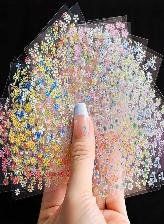 LYLYNB Flower Nail Stickers 30 Sheets Colorful Flowers Nail Art Stickers Cute Daisy Heart Butterfly Cherry Blossoms Design Nail Decals 3D Self Adhesive Nail Art Supplies for Women Manicure Tip Decoration - Image 5