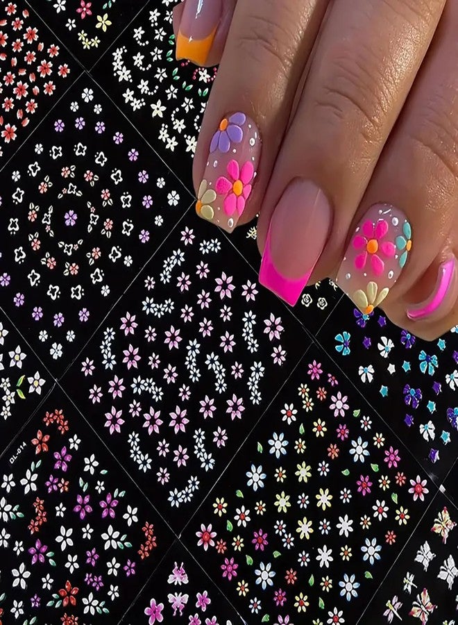 LYLYNB Flower Nail Stickers 30 Sheets Colorful Flowers Nail Art Stickers Cute Daisy Heart Butterfly Cherry Blossoms Design Nail Decals 3D Self Adhesive Nail Art Supplies for Women Manicure Tip Decoration - Image 3