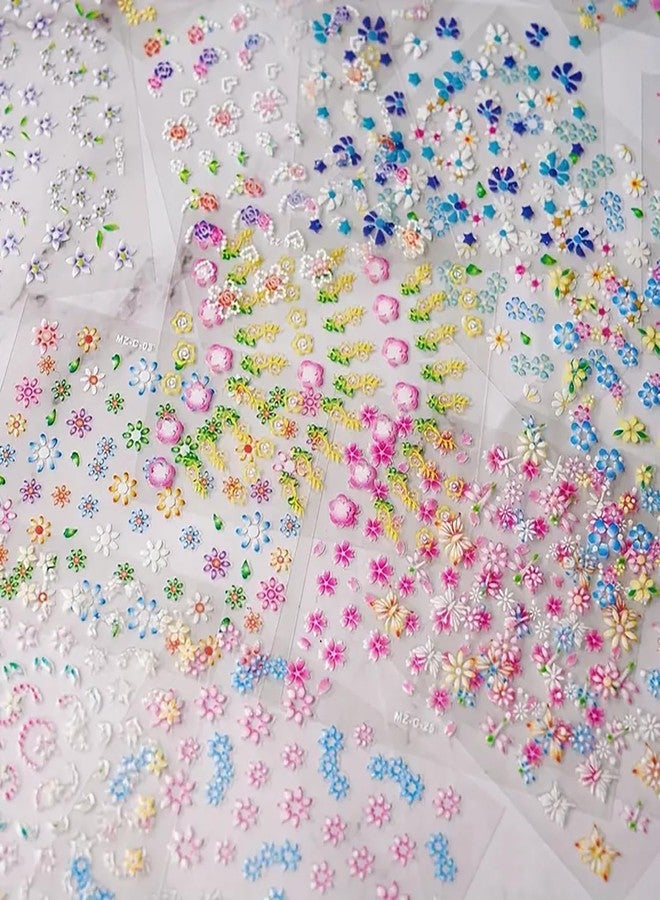 LYLYNB Flower Nail Stickers 30 Sheets Colorful Flowers Nail Art Stickers Cute Daisy Heart Butterfly Cherry Blossoms Design Nail Decals 3D Self Adhesive Nail Art Supplies for Women Manicure Tip Decoration - Image 2