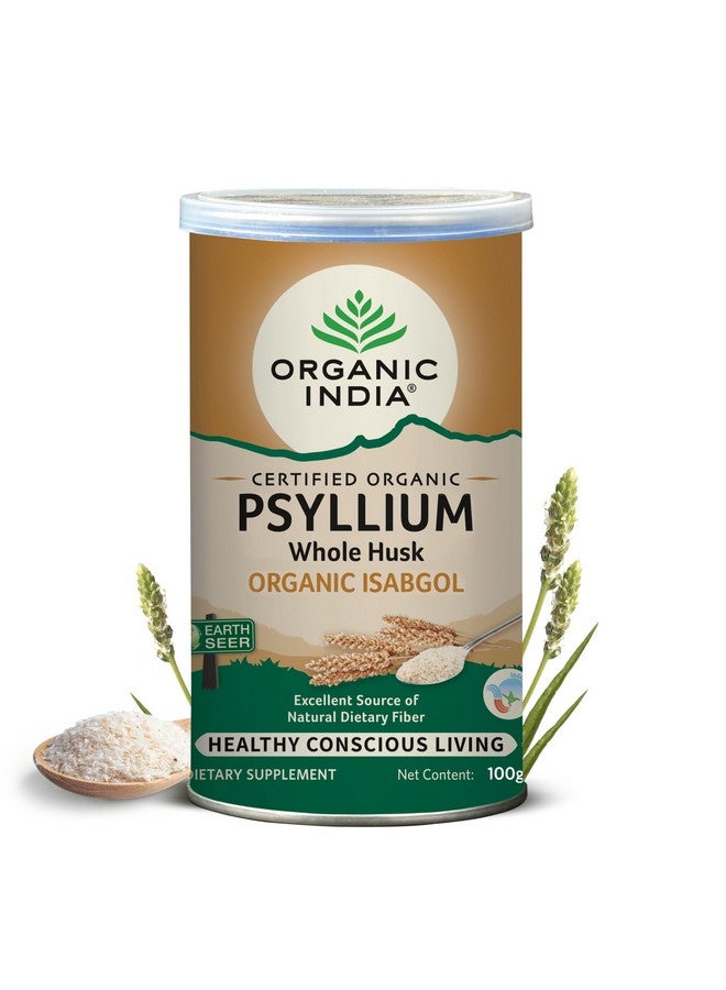 Organic India A TATA Product - Organic India Isabgol Whole Psyllium Husk Powder - 100g, With Dietary Fiber, Supports Gut Health & Digestive System, Gluten Free, Non-GMO Project Verified, NPOP & USDA Certified - Image 1