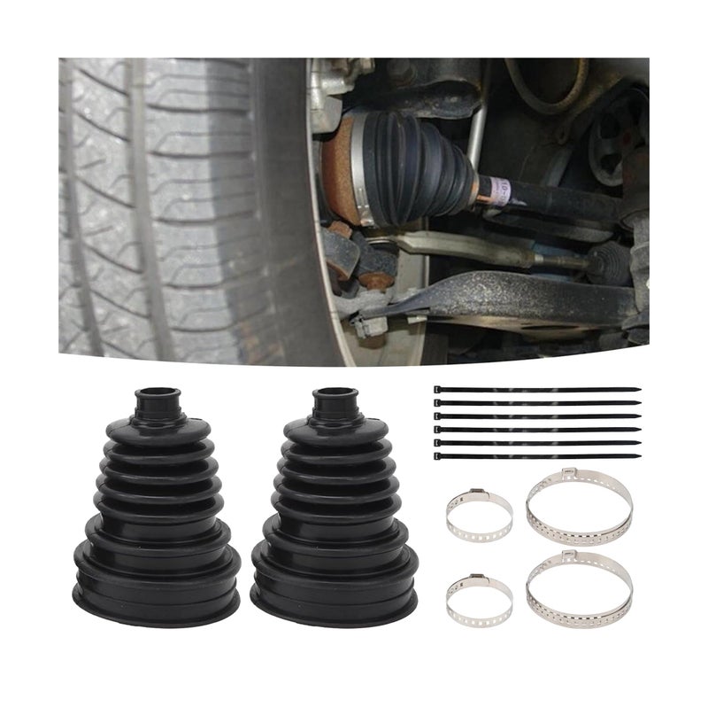 Tioollev 2PCS CV Boot with 4 Stainless Steel Clamps 6 Cable TiesWaterproof Dustproof CV Axle Boot Repair Kit for Protect AxleUniversal CV Joint Boot Fits for Most Cars Black - Image 3