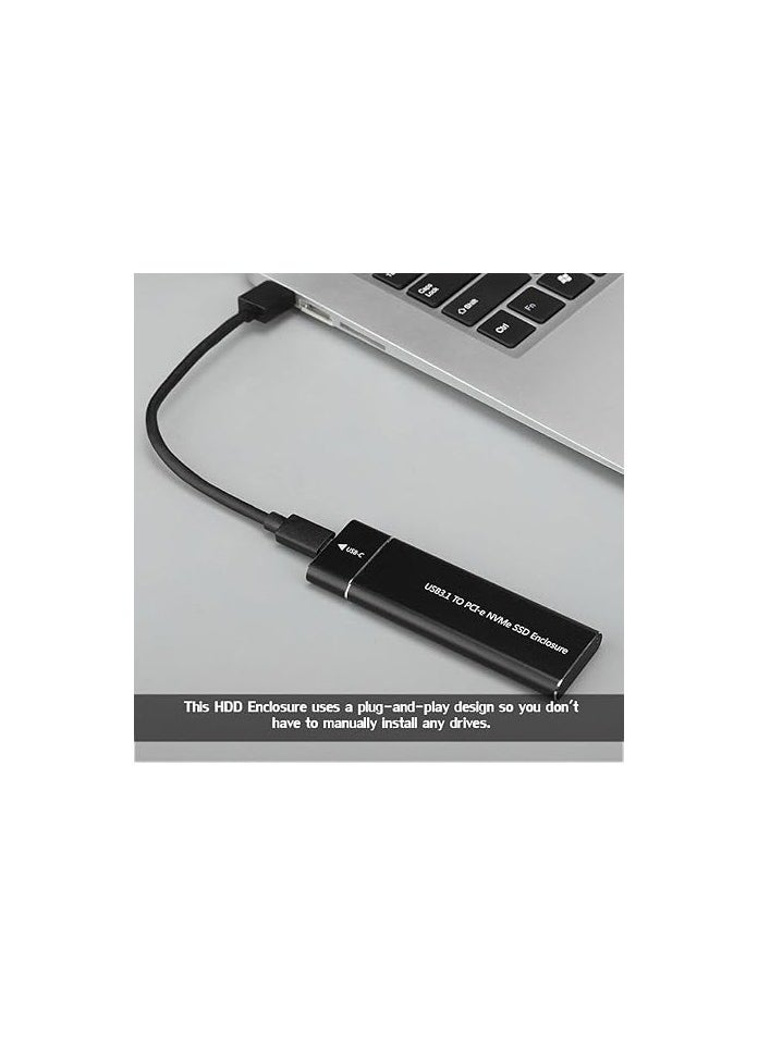 Generic - M.2 to USB Type-C 3.1 External SSD Enclosure, 10Gbps Transfer Speed for PCIe M-Key M.2 SSDs (2242/2260/2280) - Image 1
