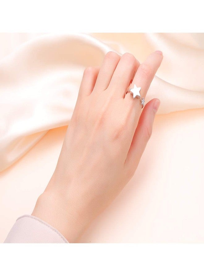 Ladytree Star Cremation Urn Ring S925 Sterling Silver Always In My Heart Memorial Ashes Keepsakes Adjustable Open Finger Ring Jewelry for Women,Size 10 - Image 2