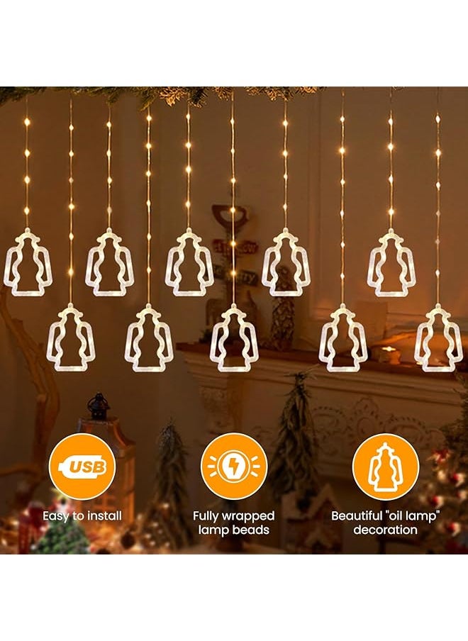 Necomi - Ramadan Eid Decoration Curtain String Lights， Led Usb Powered Hanging Fairy Lights With Remote Control For Bedroom Party Holiday Ramadan Decorations 8 Lighting Mode - Image 1