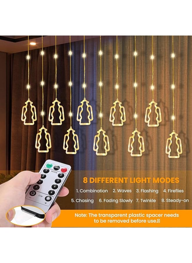 Necomi - Ramadan Eid Decoration Curtain String Lights， Led Usb Powered Hanging Fairy Lights With Remote Control For Bedroom Party Holiday Ramadan Decorations 8 Lighting Mode - Image 1