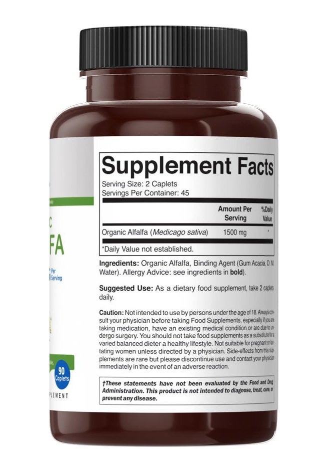 Brieofood Organic Alfalfa 1500mg, 45 Servings, Vegetarian, Gluten Free, 90 Vegetarian Tablets - Image 4