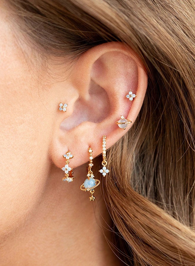 Ladies sterling silver earrings-hypoallergenic earrings, Huggie Hoop and chain earrings, Ladies Jewelry set - Image 3