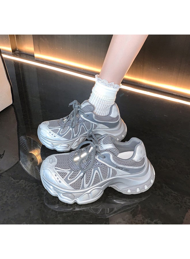 St&Sat 【chunky Versatile】 أحذية رياضية عصرية جديدة بأسلوب ريترو للمشي اليومي أحذية سنيكر للأمهات، أحذية يومية للنساء - Image 2