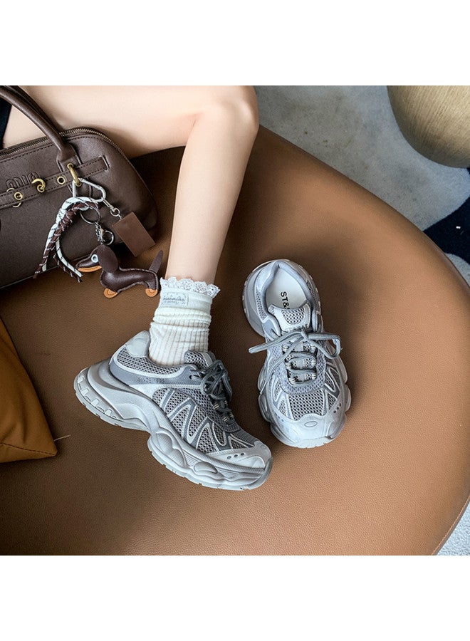 St&Sat 【chunky Versatile】 أحذية رياضية عصرية جديدة بأسلوب ريترو للمشي اليومي أحذية سنيكر للأمهات، أحذية يومية للنساء - Image 4